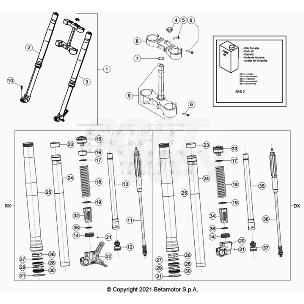 Beta RR300 22 Gabel Ersatzteile